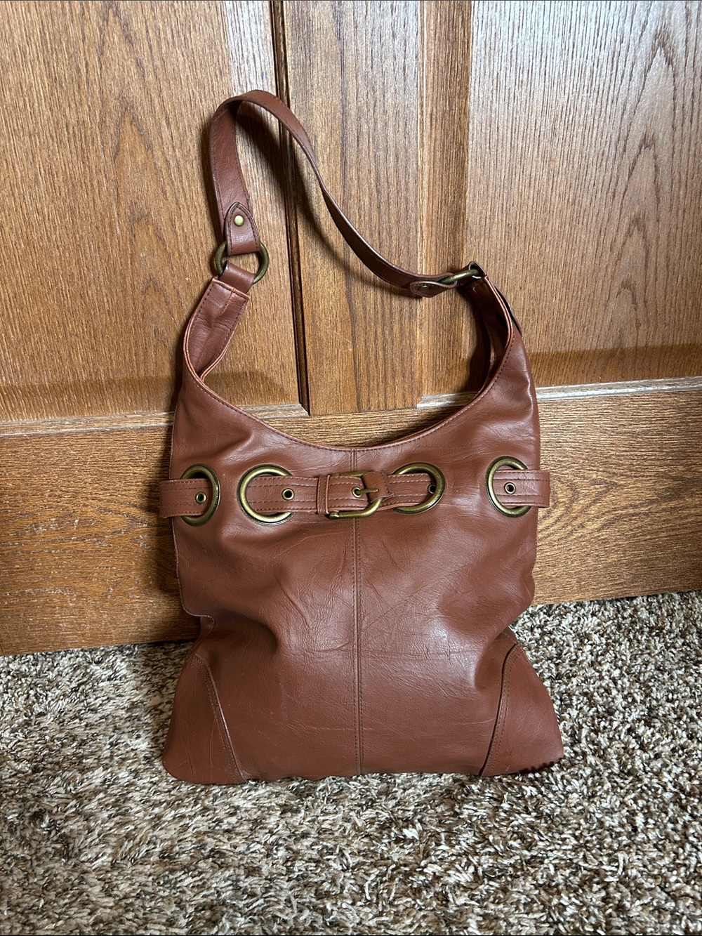 Faux Leather Chestnut Western Hobo Shoulder Bag Brown Boho Fall Cowgirl